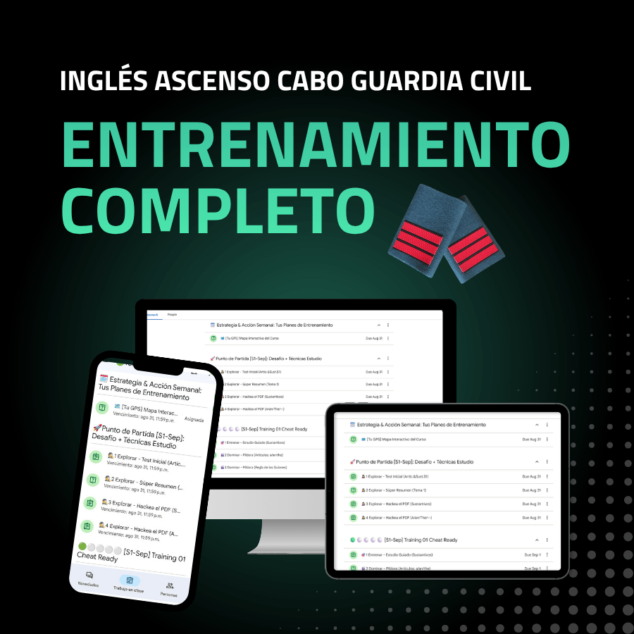 Curso Inglés Entrenamiento completo para ascenso a Cabo Guardia Civil (suscripción)