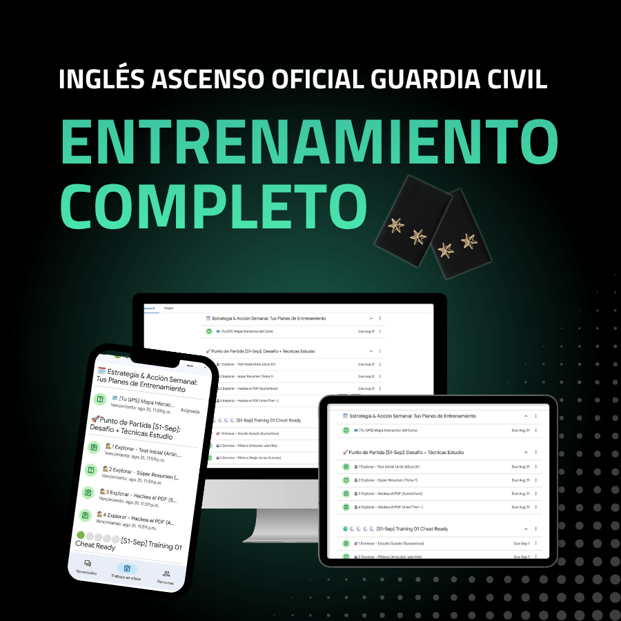 Curso Inglés Entrenamiento completo para ascenso a Teniente Guardia Civil (suscripción)